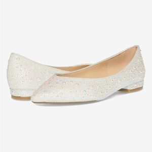 Betsey Johnson Women's Jude Pearl White Evening Wedding Flats Size 8.5